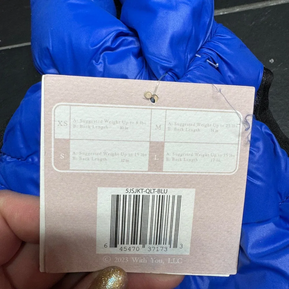 New Jessica Simpson Pets Blue Quilted Puffer Dog Vest Jacket XS 5JSJKT-QLT-BLU